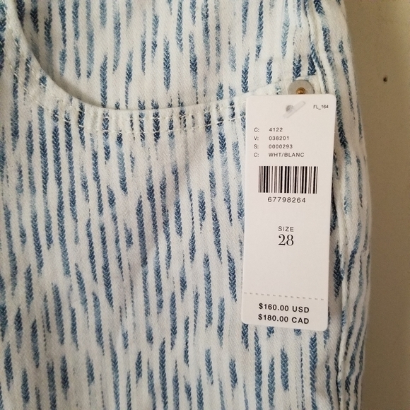 NWT Pilcro Anthropologie Relax Bootcut White Blue Striated Denim Jeans Mid-Rise - Picture 6 of 8